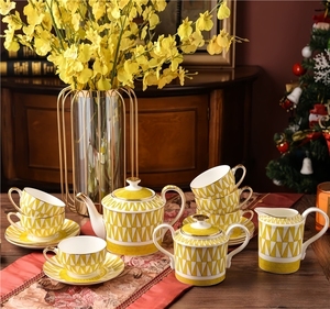 Hot Selling Europe 58-piece Safe Luxury Western Bone China Dinner <b>Set</b> Minimalist Porcelain Embossed Gold <b>Cup</b> Kit Hotel Service - Product Image 3