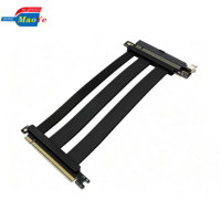 Câble Riser Industriel PCIe 5.0 X16 en Cuivre Plaqué Argent, 2 Ports, pour Serveur Informatique, Extension GPU Haute Vitesse, Anti-Interférence/EMI