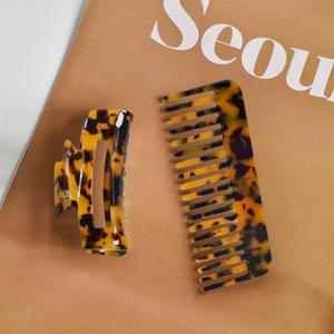 YJL Custom Comb Claw Clip 2PCS Set Elegante klassische Mode Einfache Acetat Haarkamm/Clip Hohl Rechteck Form Haars pange - Product Image 1