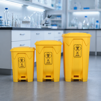 Poubelle à pédale jaune pour hôpital de 15l, 25l, 50l, 120l, 240l, 660l, 1100 litres, bac à déchets médicaux