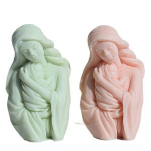 Moule à bougie en silicone Madonna, DIY, statue 3D mère et bébé, moule jetable en résine pour savon, outils pour la fabrication de bougies, kit de fabrication de bougies - Product Image 1