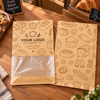 Sac à pain en papier kraft recyclable imprimé sur mesure avec lien métallique et fenêtre transparente pour l'emballage alimentaire