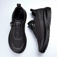 Nouvelles Chaussures Décontractées à Bouton Rotatif pour Hommes, Noires, pour Trajet Quotidien, Semelle Épaisse Antidérapante, Baskets de Sport d'Extérieur pour Hommes
