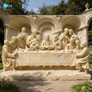 맞춤형 벽 장식 예술 백색 대리석 최후의 만찬 부조 석조 조각 가격 - Product Image 5