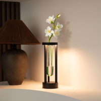 Lampe de table décorative moderne avec pot de fleurs en verre et lampe de table noire moderne pour arrangement floral et décoration végétale