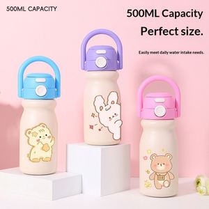Cartoon Cute <b>Large</b>-Capacity Portable Bouncing Handle Stainless Steel Thermos Mug Students Outdoor Dual-Use Leak-Proof Handy <b>Cup</b> - Product Image 4