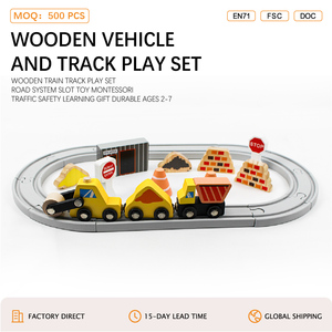 <span class=keywords><strong>Circuit</strong></span> de train en bois DIY avec système de rails pour enfants de 2 à 7 ans, jouet éducatif Montessori sur la sécurité routière, logo personnalisé OEM ANNA & BECK - Product Image 2