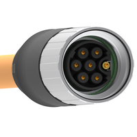 Connecteur de câble circulaire étanche IP67 à 7 broches mâle M17 à verrouillage par vis, codage A, 600V, installable sur site