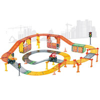 CBTOYS Juego de Pistas Magnéticas de Construcción, Juguete Educativo STEM con 2 Vehículos de Ingeniería para Niños