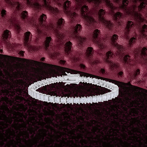 Pulsera de Cadena y Eslabones de Plata de Ley 925 con Moissanita de Corte Princesa de 4 mm, Chapada en Oro Rodio, para Fiestas, al por Mayor - Product Image 2