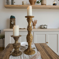 Grand bougeoir unique de style européen étanche en couleur or antique Bougeoir de table pour pilier et bougie conique