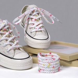 Cordones Redondos de Felpa Coloridos, Cordones Planos de Poliéster para Zapatillas y Zapatos Casuales - Product Image 1