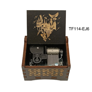 Boîte à musique Souvenir Sankyo Movement Hot <span class=keywords><strong>Harry</strong></span> <span class=keywords><strong>Potter</strong></span> avec gravure laser, petite décoration mignonne en bois noir sur le thème du monde magique - Product Image 4
