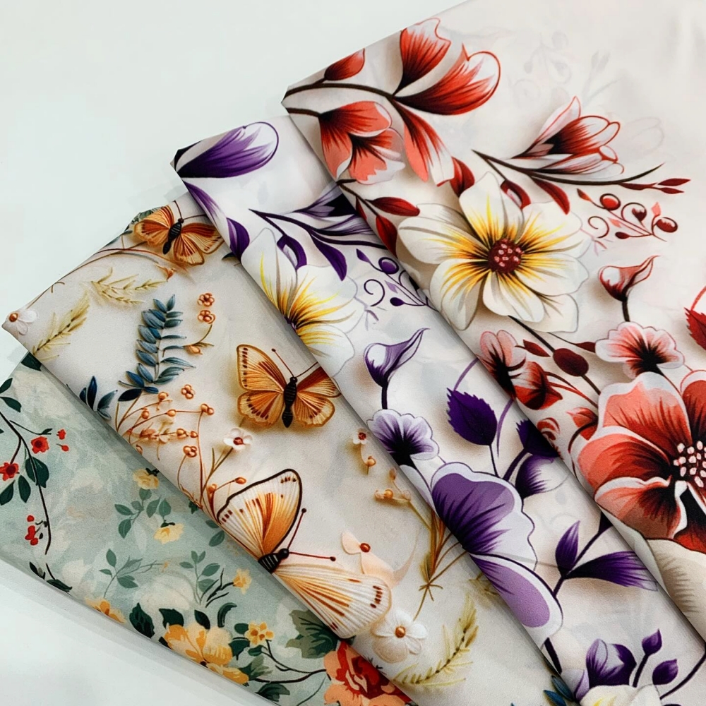 5D Digital Print Floral Designs 100%Rayon Challis 45s 110gsm Light Weight Rayon Viscose Digital Printed Fabric For Dress