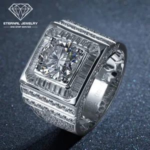 Men Fashion S925 Silver 9k 10k 14k 18k 24k Pure Gold White Yellow 0.3ct 0.5ct 1ct 2ct Moissanite Natural Diamond Wedding Ring