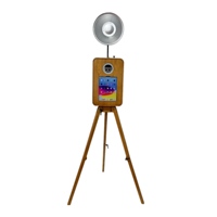 Set Perakitan Photo Booth Pernikahan Kayu Retro Vintage dengan Fungsi Cetak Instan untuk Smartphone, Kamera, dan iPad