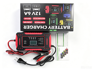 <span class=keywords><strong>Chargeur</strong></span> de batterie de voiture intelligent 12V 6A, <span class=keywords><strong>chargeur</strong></span> automatique, écran LCD, LiFePO4, batterie au plomb-acide GEL, moto, camion - Product Image 6