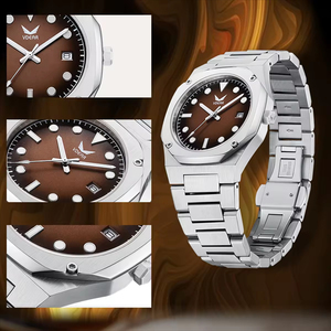 OEM Classic Minimalist Men's Quartz <b>Watch</b> Ultra-Thin Luxury Octagon Case Waterproof Luminous Feature <b>Black</b> Leather Crystal - Product Image 3