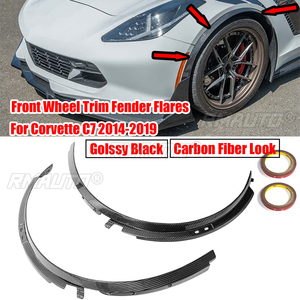 2 Piezas de Molduras para Guardabarros Delanteros para Corvette C7 2014-2019, Aspecto de Fibra de Carbono Negro Brillante - Product Image 1