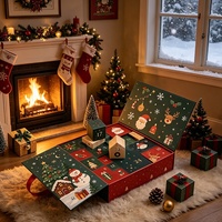 Calendrier de l'Avent de Noël personnalisé à double porte, 24 jours, boîte cadeau, compte à rebours des fêtes pour enfants, jouets et bonbons, matériaux rigides recyclés