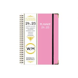 Agenda hebdomadaire et mensuel personnalisable avec logo, juillet 2024 - <span class=keywords><strong>juin</strong></span> 2025, organiseur 2024, planificateur imprimé, cadeau, A5, 80 feuilles - Product Image 1