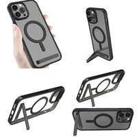 Aksesoris Ponsel Casing Kristal Bening untuk iPhone 17 Air 16 15 Pro Max 14 Plus 13 12 11 Casing Magnetik dengan Penyangga
