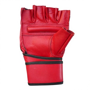 Gants de MMA Saibro en cuir, demi-doigts, fermeture Velcro, unisexe, arts martiaux, rouge - Product Image 5