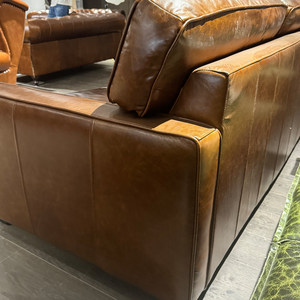 Divano in Vera Pelle Cerata Stile Nordico Vintage, Combinazione Moderna Americana a Tre Posti per Soggiorno, Villa, Club, Hotel - Product Image 5