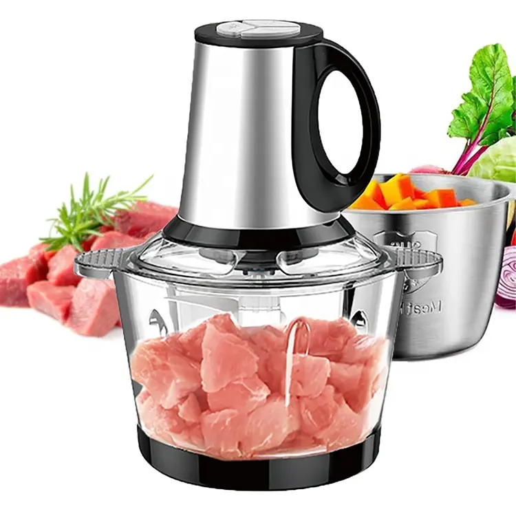 Factory Price 3L Meat Grinder Electric Food Processor 3 Speed Glass Bowl Meat Chopper