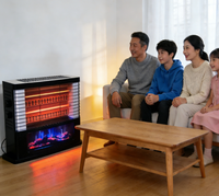 Chauffage d'appoint portable autonome à quartz 2400W, 4 niveaux de puissance, avec effet de flamme réaliste, pour salon, sécurité garantie