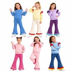 Conjunto de Ropa para Niñas con Estampado de Princesa Personalizado, Top con Volantes y Pantalones de Campana, Nueva Moda, Spandex Suave/Algodón Orgánico - Product Image 6