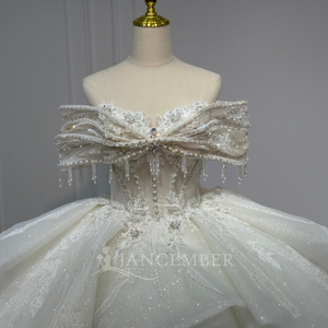 Robe de mariée élégante Xs246, col cœur, dos lacé, perles de cristal, robe de mariée personnalisable Jancember - Product Image 5