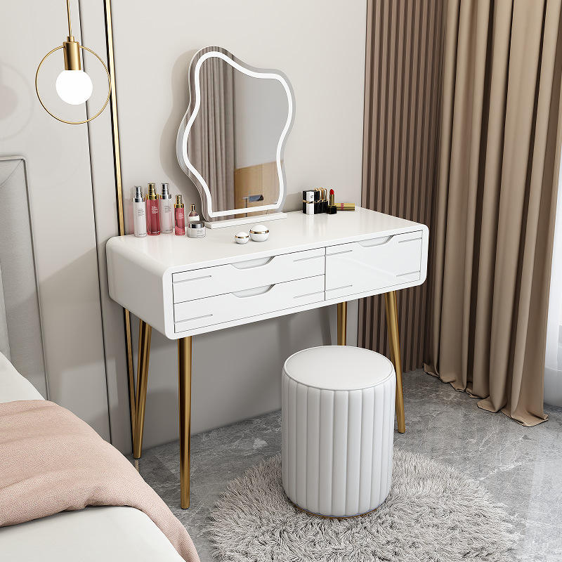 C90cm blanc + miroir nuage + tabouret rond