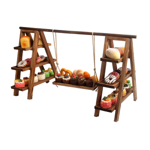 Support à cupcakes en bois, ensemble de présentation de desserts à 3 niveaux avec supports amovibles et pliables, <span class=keywords><strong>plateau</strong></span> de service rustique pour bonbons pour les fêtes - Product Image 1