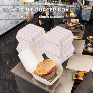 Kotak Kaku Berventilasi Flip Top, Kertas Berlapis Daur Ulang, Kemasan Makanan Sekali Pakai untuk Katering, Kotak <span class=keywords><strong>Burger</strong></span> Kokoh, Kotak Cokelat - Product Image 2