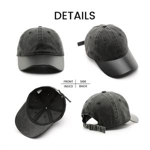 ราคาโรงงาน หมวกแก๊ป 6 แผง แบบ unisex ผ้าฝ้าย ปรับขนาดได้ ปีกโค้ง ทรงไม่แข็ง หมวกเบสบอลเรียบๆ - Product Image 2