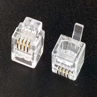 Connecteur tête en cristal plaqué or 4P4C réseau RJ9 téléphone mâle modulaire câble connecteur accessoires