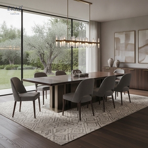 Mesa de Comedor Moderna de Lujo con Base Metálica Arquitectónica, Muebles Rectangulares para Comedor, para 8-10 Personas, Mesa para Proyectos de Villas - Product Image 2