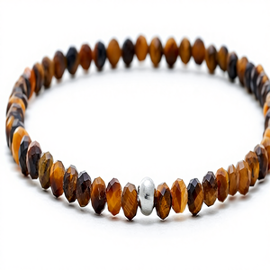 BERGERLIN Tigerauge Naturstein Armband 925 Sterling Silber Perle BL-20 Modell Herren Damen Made in China Echtheitszertifikat - Product Image 1
