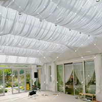 Tissu de drapage de plafond Muwei, drapé de plafond en soie de lait pré-plissé pour la décoration intérieure de tente, mariage, événement, hôtel