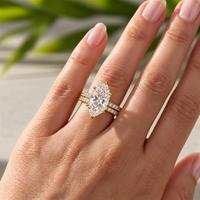Ensemble de bagues de fiançailles en or jaune massif 10K/14K/18K avec diamant de laboratoire taille hexagonale 0,5-3 carats, serti pavé personnalisé, certifié IGI VS VVS