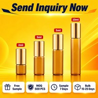 Flacon roll-on en verre ambré pour huiles essentielles, bille en acier inoxydable, 10 ml, rechargeable, échantillon, personnalisable avec logo OEM, vente en gros