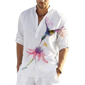 2024 nouveauté <span class=keywords><strong>chemise</strong></span> <span class=keywords><strong>en</strong></span> <span class=keywords><strong>lin</strong></span> imprimé pour hommes <span class=keywords><strong>chemise</strong></span> respirante pour hommes pour l'été - Product Image 2