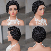 Perruque Chioma en promotion, perruque courte bouclée 13x4 HD avec dentelle transparente, noire naturelle, 100% cheveux humains bruts pour personnes noires