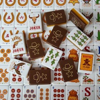 Nouveau 2026 – Ensemble de Mahjong Américain en Acrylique Marron à Trois Couches, Thème Cowboy Western, Portable et Personnalisable pour Adultes – Vente en Gros