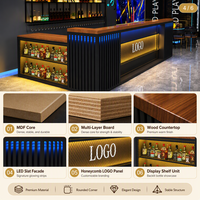 Comptoir de bar en forme de L de style industriel avec éclairage LED, comptoir de réception pour petit restaurant, café