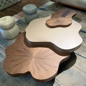 Tavolino <span class=keywords><strong>da</strong></span> Tè Italiano su Misura dal Design Creativo, Impiallacciatura in Noce, Forma a Foglia di Loto, per Soggiorno Moderno e Semplice - Product Image 3