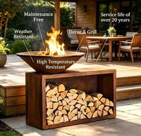 Brasero en acier Corten sur mesure à faible entretien, barbecue et poêle d'extérieur durables en acier Corten pour jardin et cour arrière, vente en gros