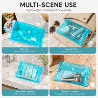 Enveloppe en plastique transparente réutilisable, dossier imperméable avec bouton pour fournitures scolaires et de bureau
