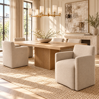 Fauteuil de salle à manger moderne rembourré avec accoudoirs, dossier haut en tissu tressé, idéal pour petite table de cuisine ou coin salon